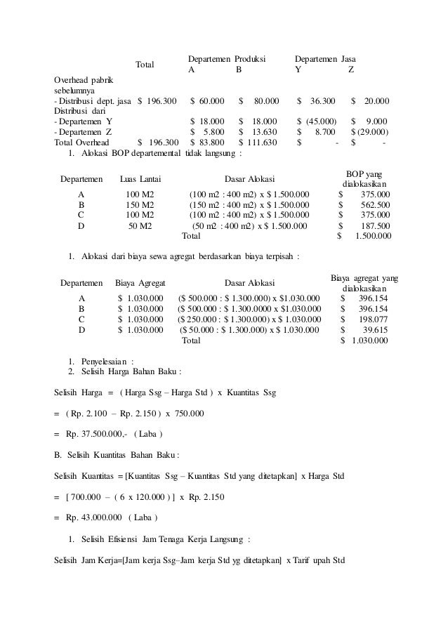 Contoh Soal Departementalisasi Biaya Overhead Pabrik – Berbagai Contoh