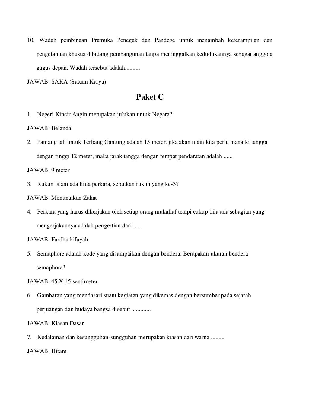 Contoh soal lct pramuka