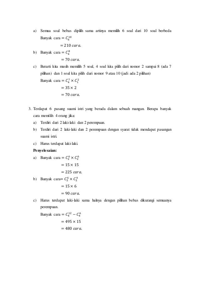 Contoh Soal Matematika Kombinatorik