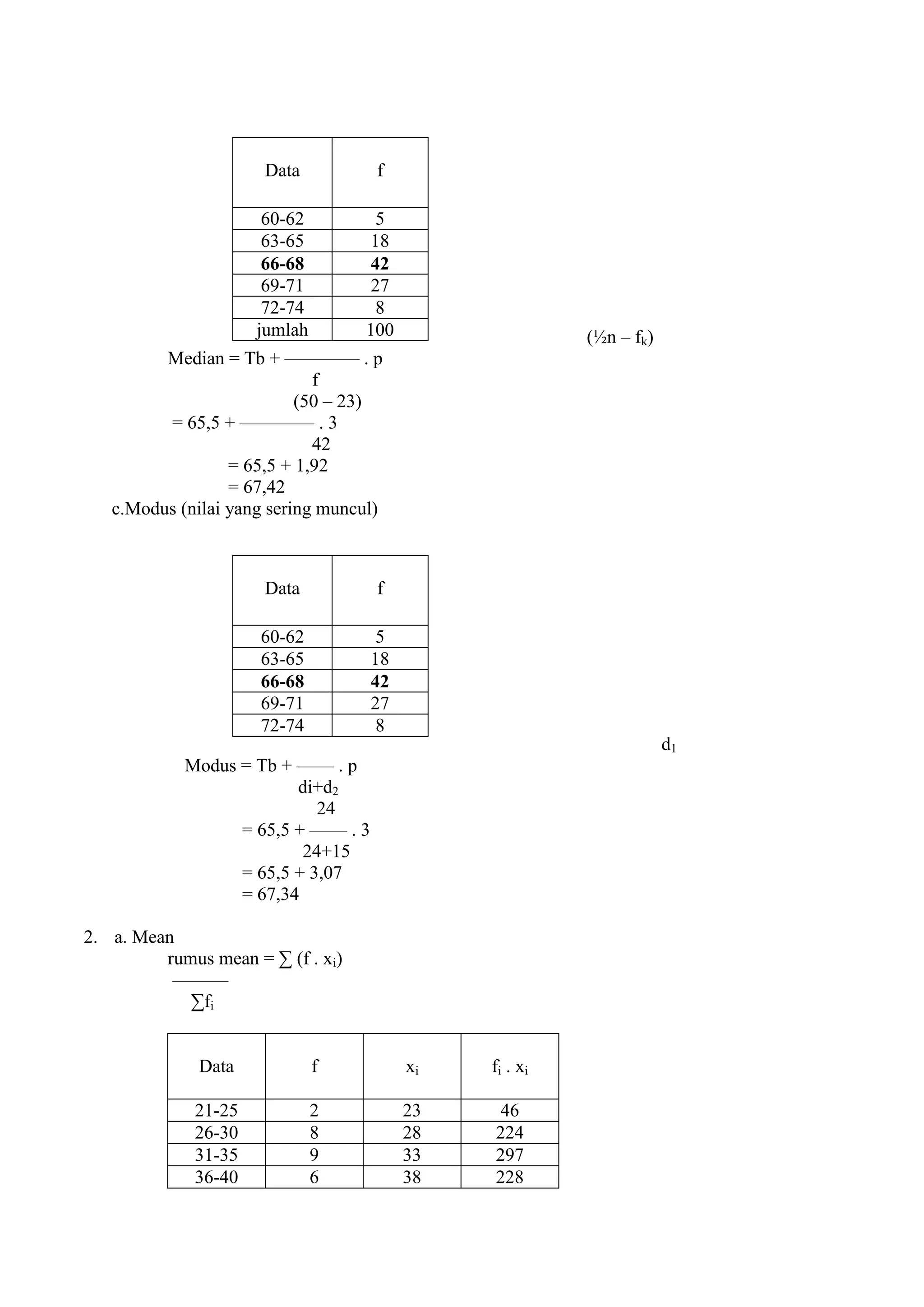 Contoh soal mean median dan modus | DOCX
