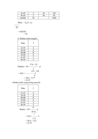 Contoh soal mean median dan modus | DOCX