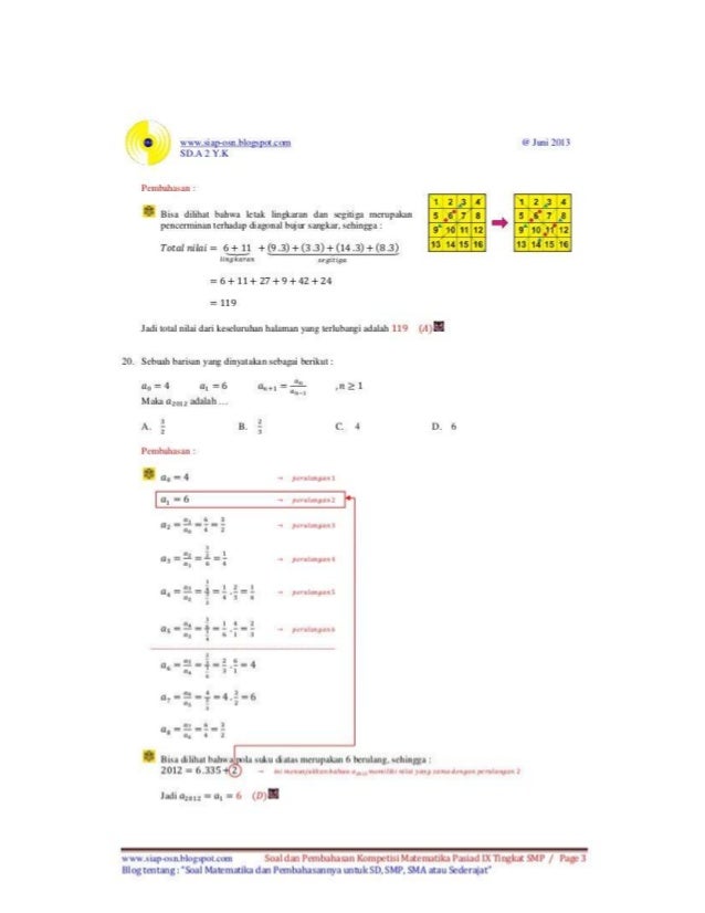 Contoh Soal Olimpiade Matematika Dikri Dan Thoha