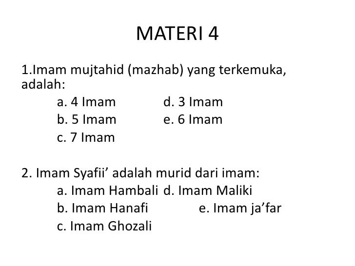 Soal PAI smstr 5
