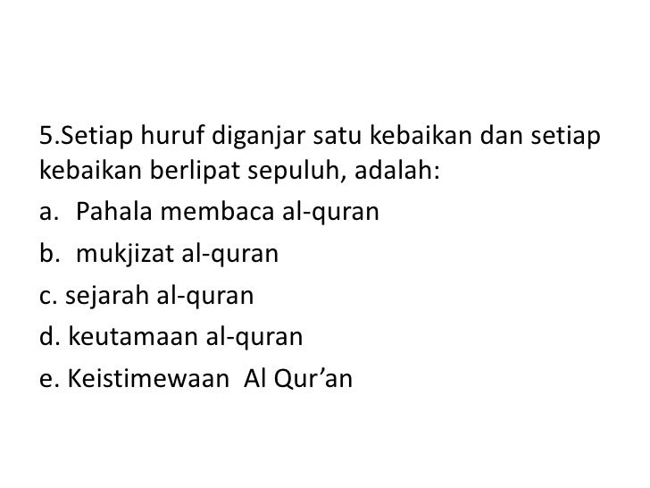 Soal PAI smstr 5