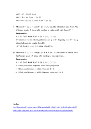 Contoh Soal Relasi Biner