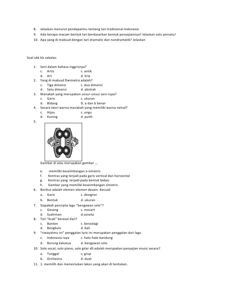 Contoh soal seni b udaya smk baitul hamdi