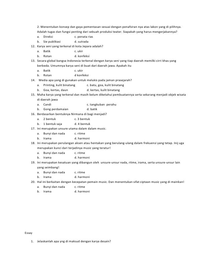 Contoh Soal Essay Tentang Seni Patung Guru Paud
