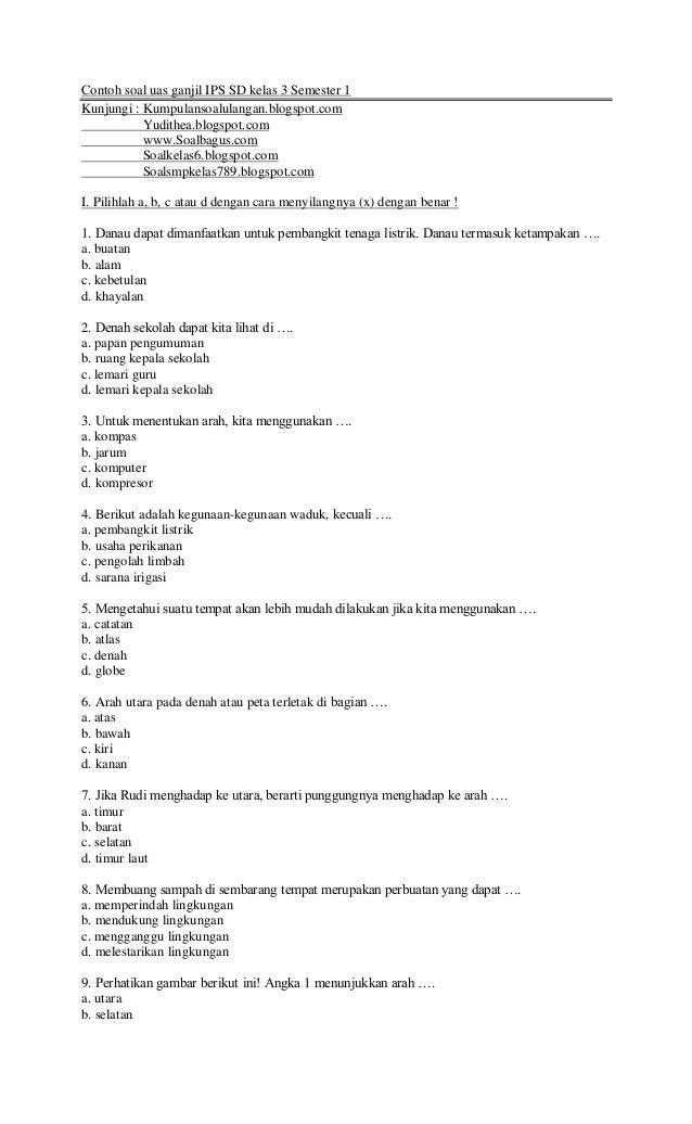 Contoh Soal Stem Ips Sd Soal Ulangan Harian Tematik