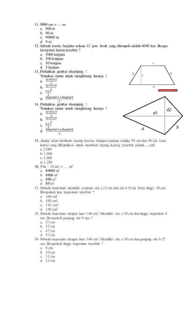 Contoh soal uas mtk kelas v sd semester 1 ktsp 2006