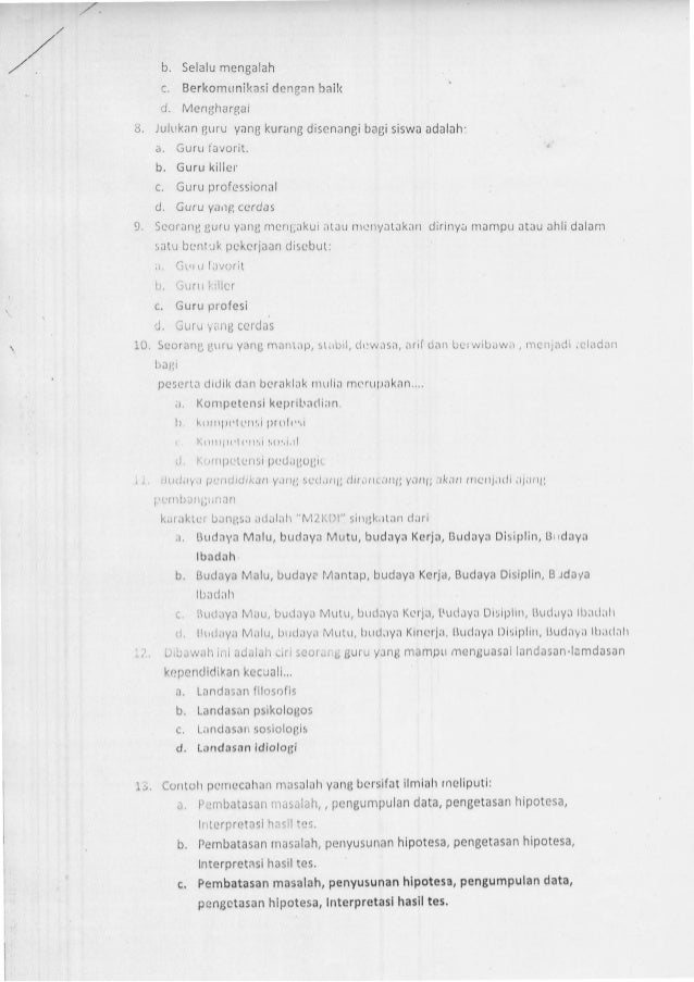 Contoh soal uka kompetensi kepribadian Contoh soal uka kompetensi kepribadian