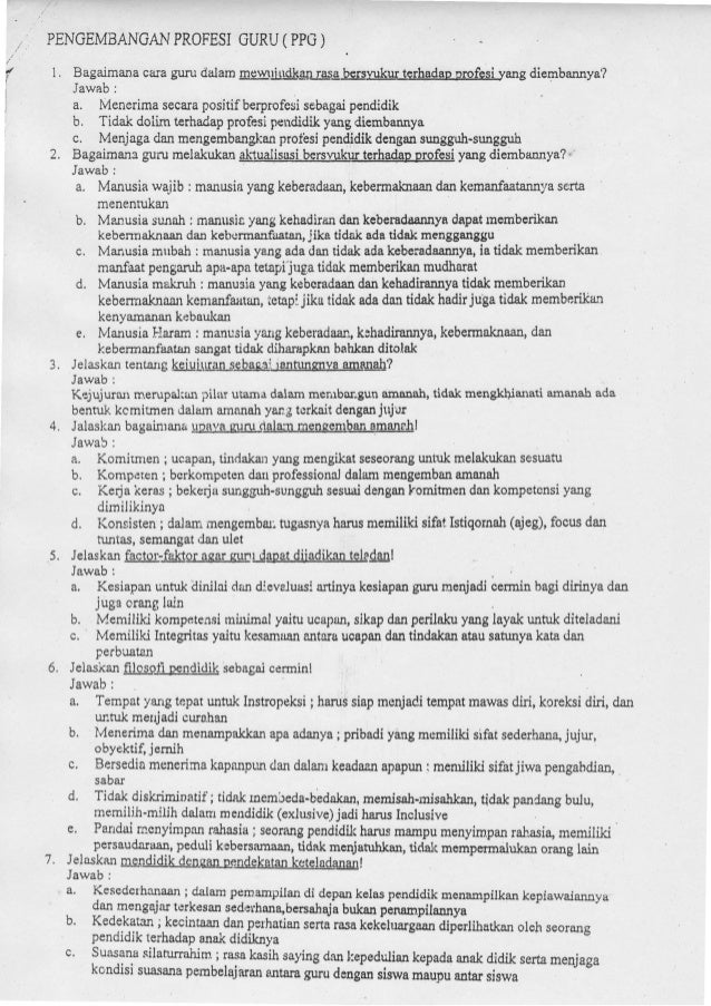 Contoh Soal Uka Pengembangan Profesi Guru Ppg 1
