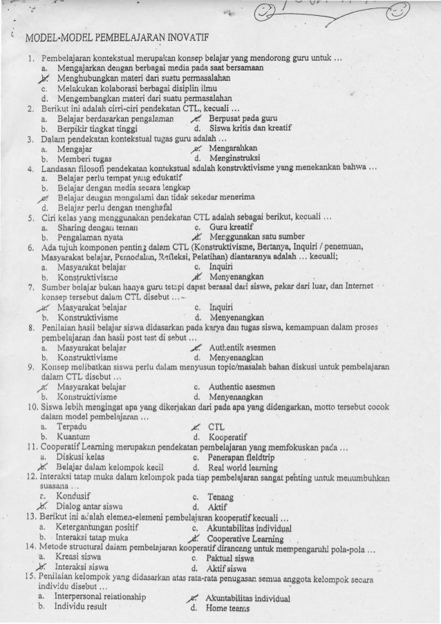 Contoh Soal Uka Tentang Model Model Pembelajaran Inovatif