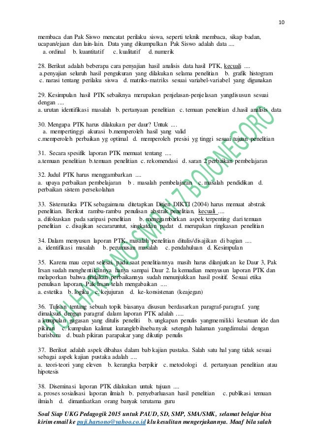 Contoh soal ukg