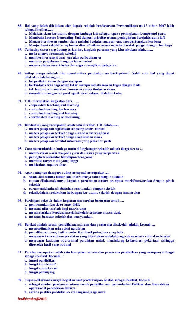 Contoh soal ukg kepala sekolah 2015