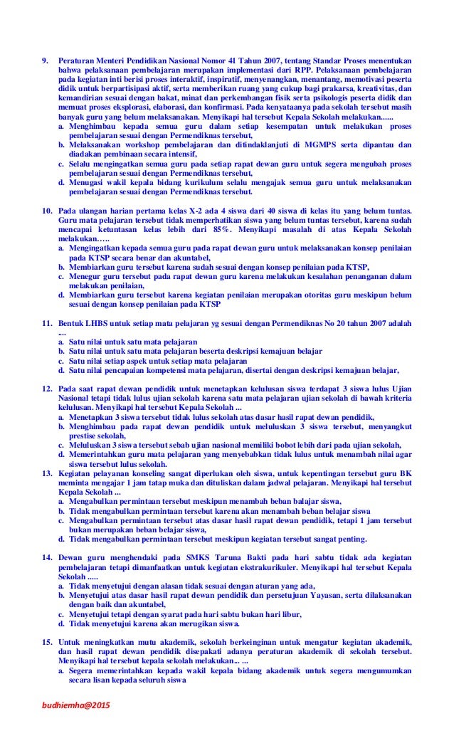 Contoh Soal Kompetensi Manajerial