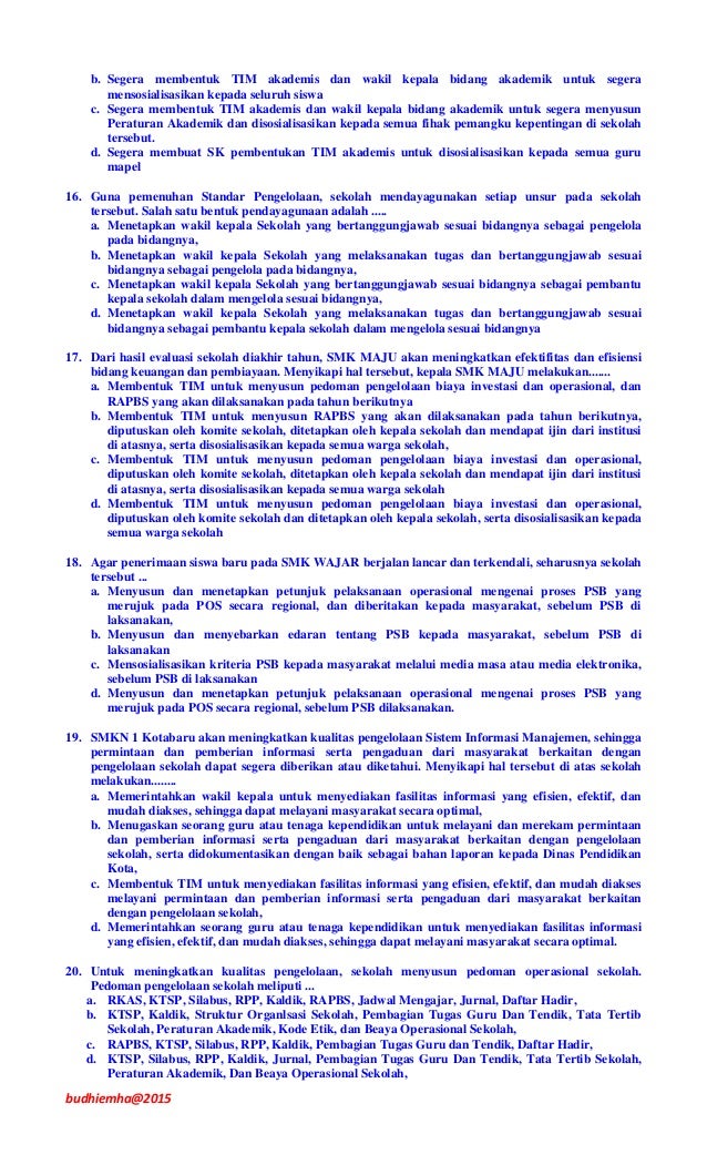 Contoh soal ukg kepala sekolah 2015