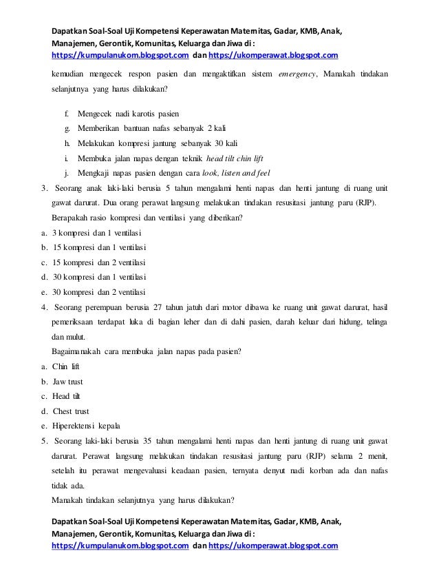 Contoh Soal Ukom Ners 2018