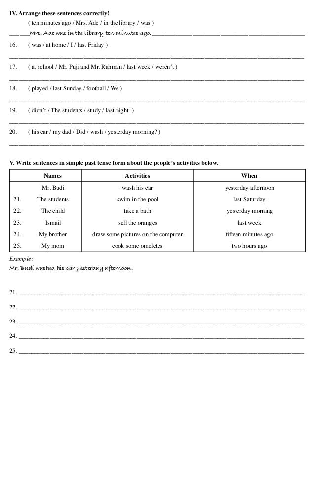 Contoh Soal Bahasa Inggris Kelas 8 Past Tense