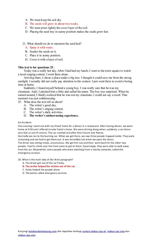 Contoh Soal Try Out Smp Bahasa Inggris