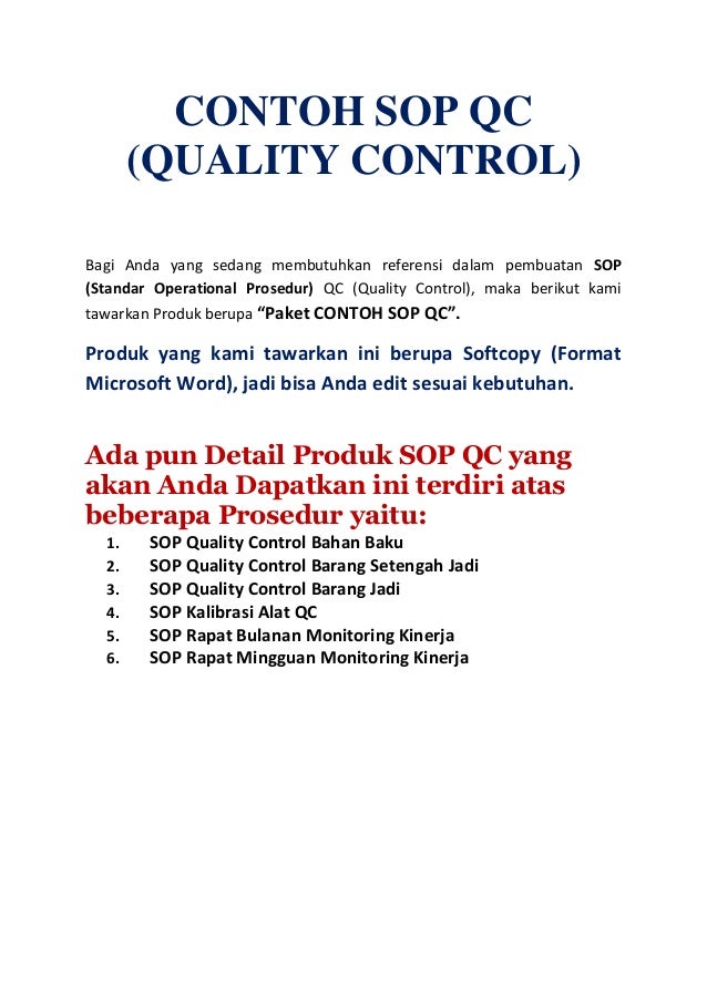 Contoh SOP QC (Quality Control)
