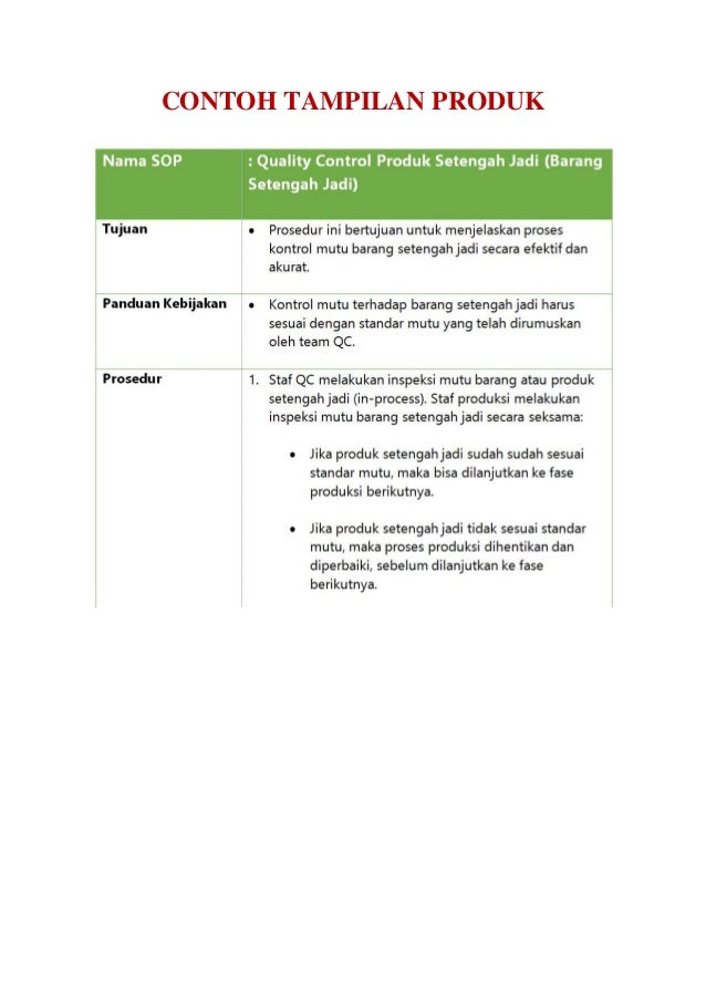Contoh SOP QC (Quality Control)