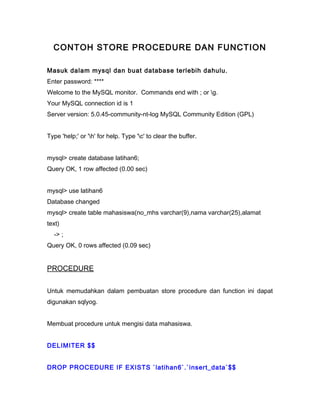 Contoh store procedure dan function | PDF