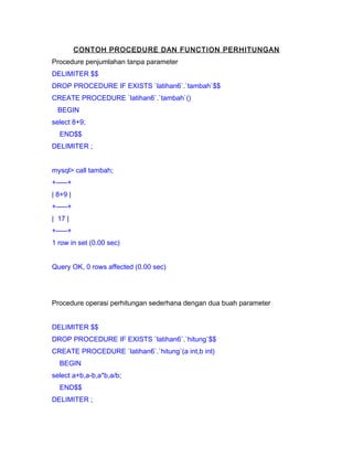 Contoh store procedure dan function | PDF