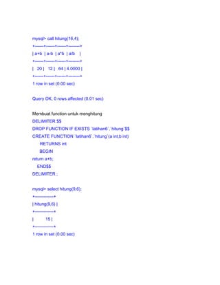 Contoh store procedure dan function | PDF