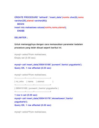 Contoh store procedure dan function | PDF