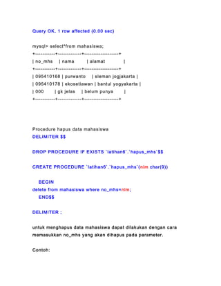 Contoh store procedure dan function | PDF