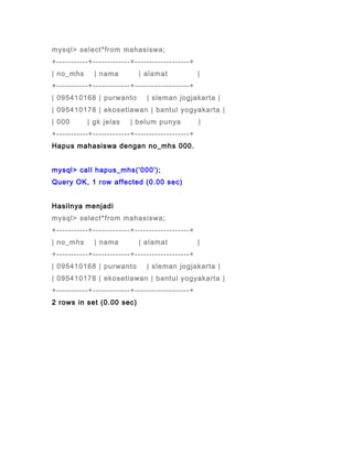 Contoh store procedure dan function | PDF
