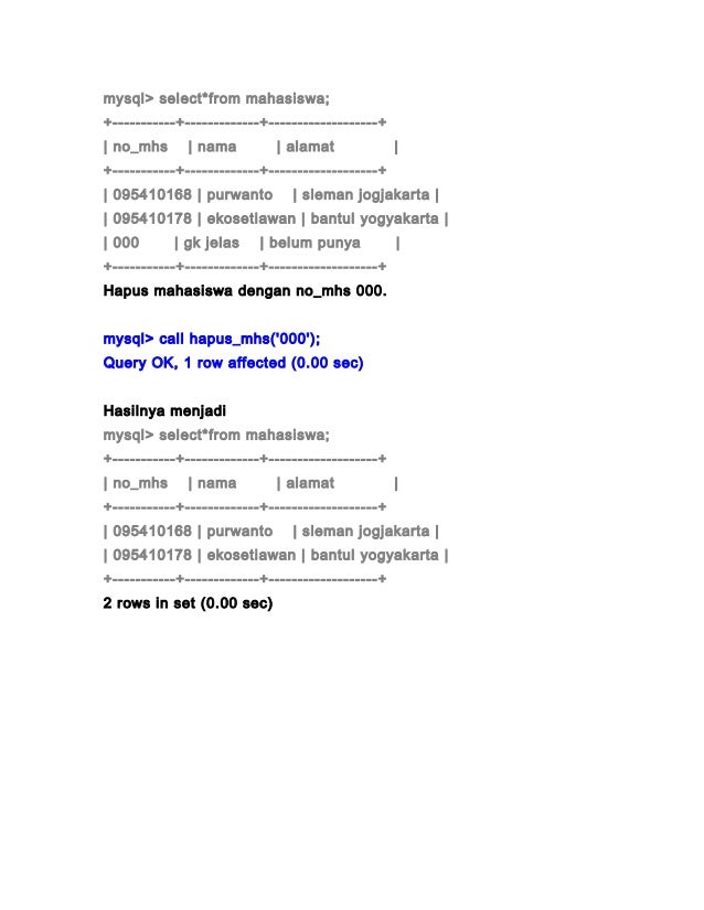 Contoh store procedure dan function