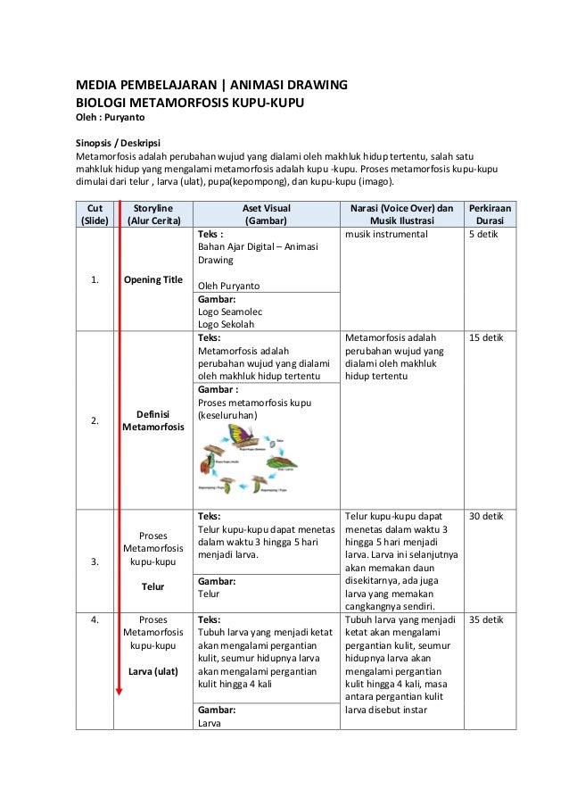 Contoh storyline metamorfosis