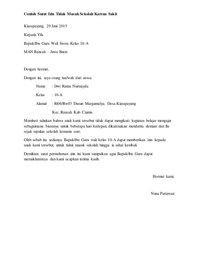 Download 77+ Contoh Surat Surat Izin Sekolah Sakit Gratis