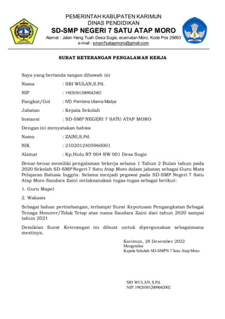Surat Keterangan Pengalaman Kerja Guru 21 Contoh Surat Pengalaman Images