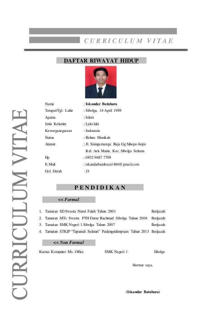 Contoh Surat Lamaran Dan Cv Iskandar Batubara