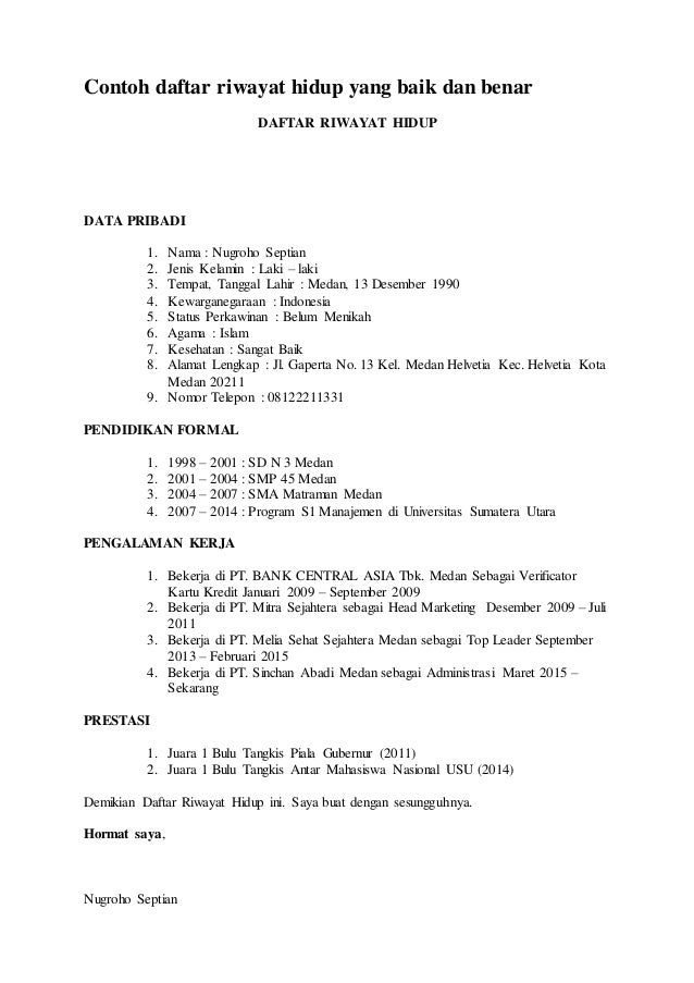 Contoh surat lamaran kerja umum 2