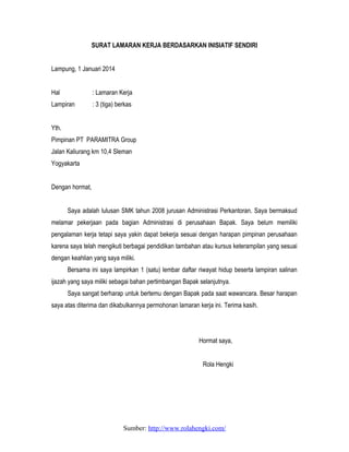 Contoh Surat Lamaran Kerja Yang Baik Download Lengkap