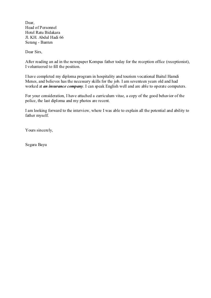 Contoh surat lamaran pekerjaan bahasa ingris ap 3 smk 