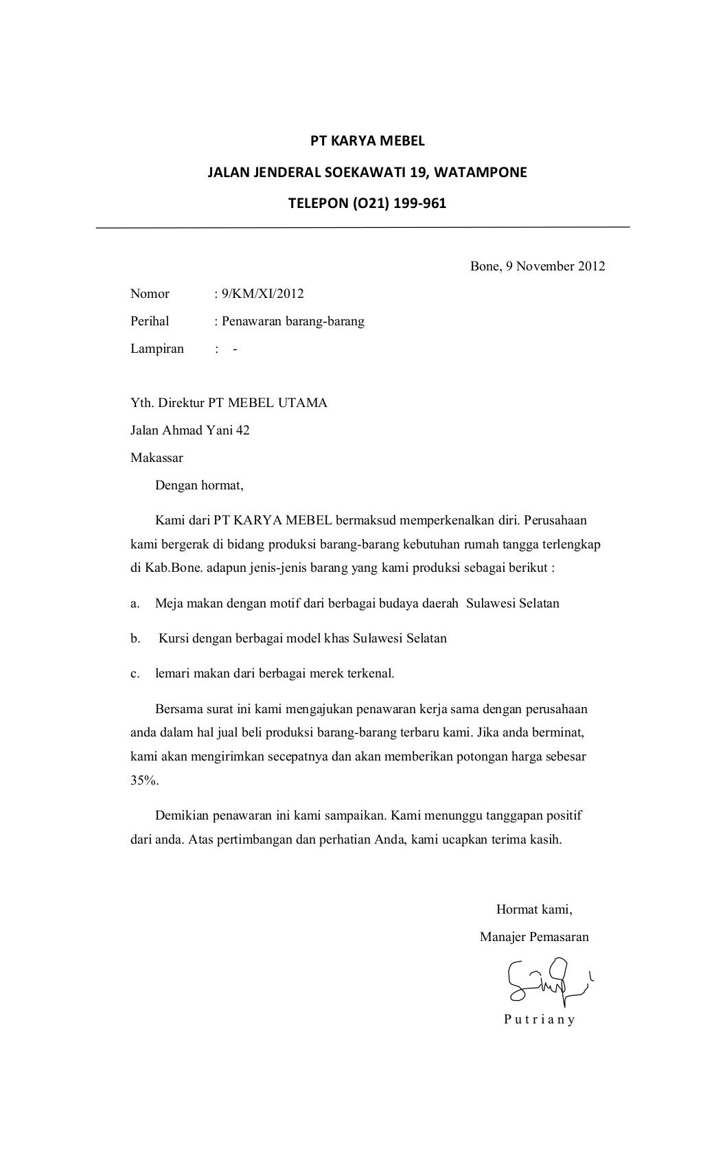 Contoh surat niaga dan surat kuasa