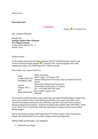 Contoh surat pekerjaan