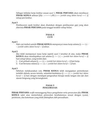 contoh surat perjanjian kerja kontrak