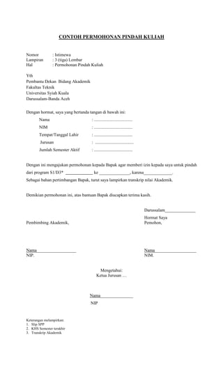 Contoh surat permohonan mahasiswa teknik | PDF