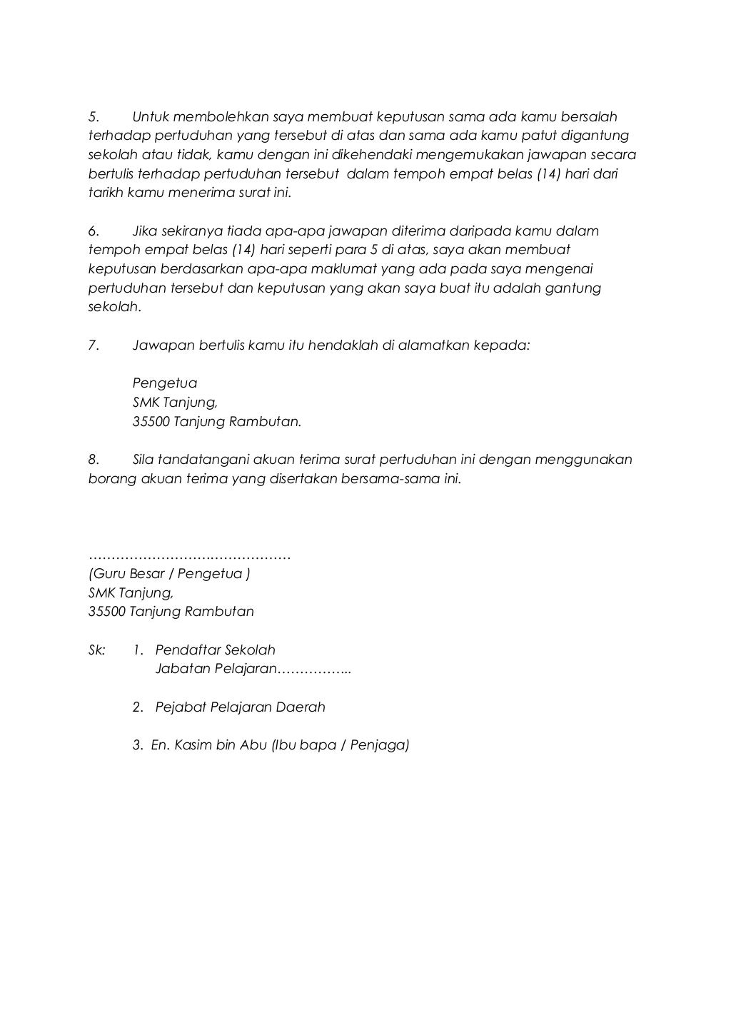 Contoh Surat Rayuan Ringankan Hukuman Gantung Sekolah