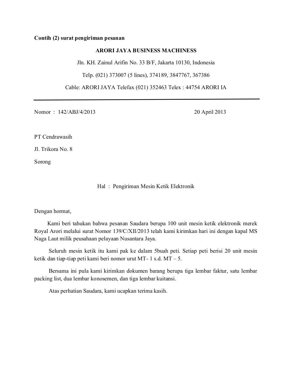 Contoh Surat Pengemaskinian Profail