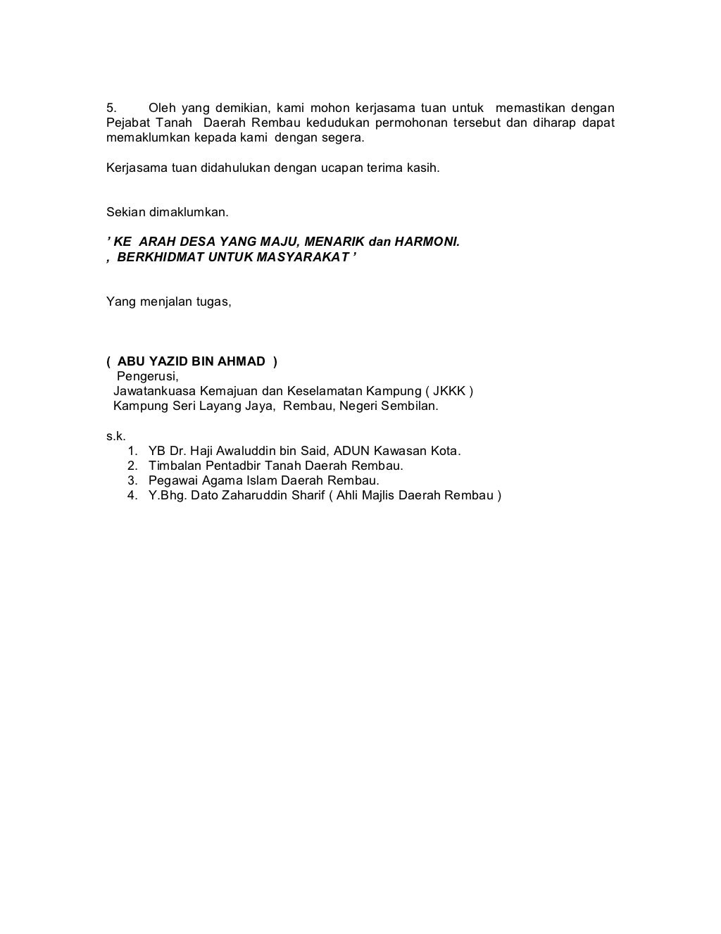 Contoh Balasan Surat Rasmi Menyertai Lawatan