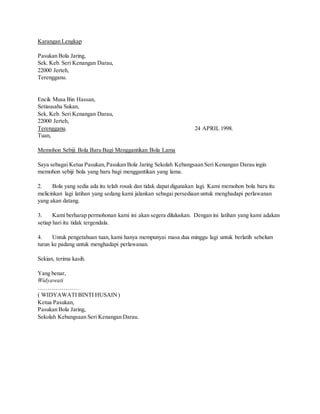 Contoh surat rasmi and tidak rasmi