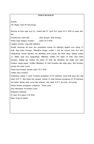 Contoh surat rujukan kebidanan | DOCX