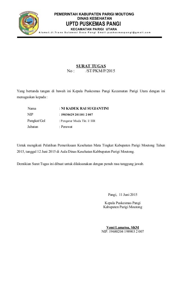 Contoh surat tugas