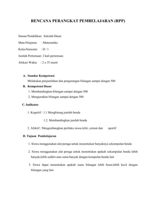 Contoh tugas rpp matematika | PDF